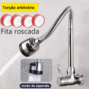 Torneira de Cozinha de Parede Preta Flexível com Duplo Jato