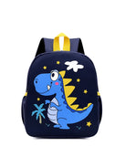 Mochila infantil com estampa de dinossauro colorido e design divertido.






